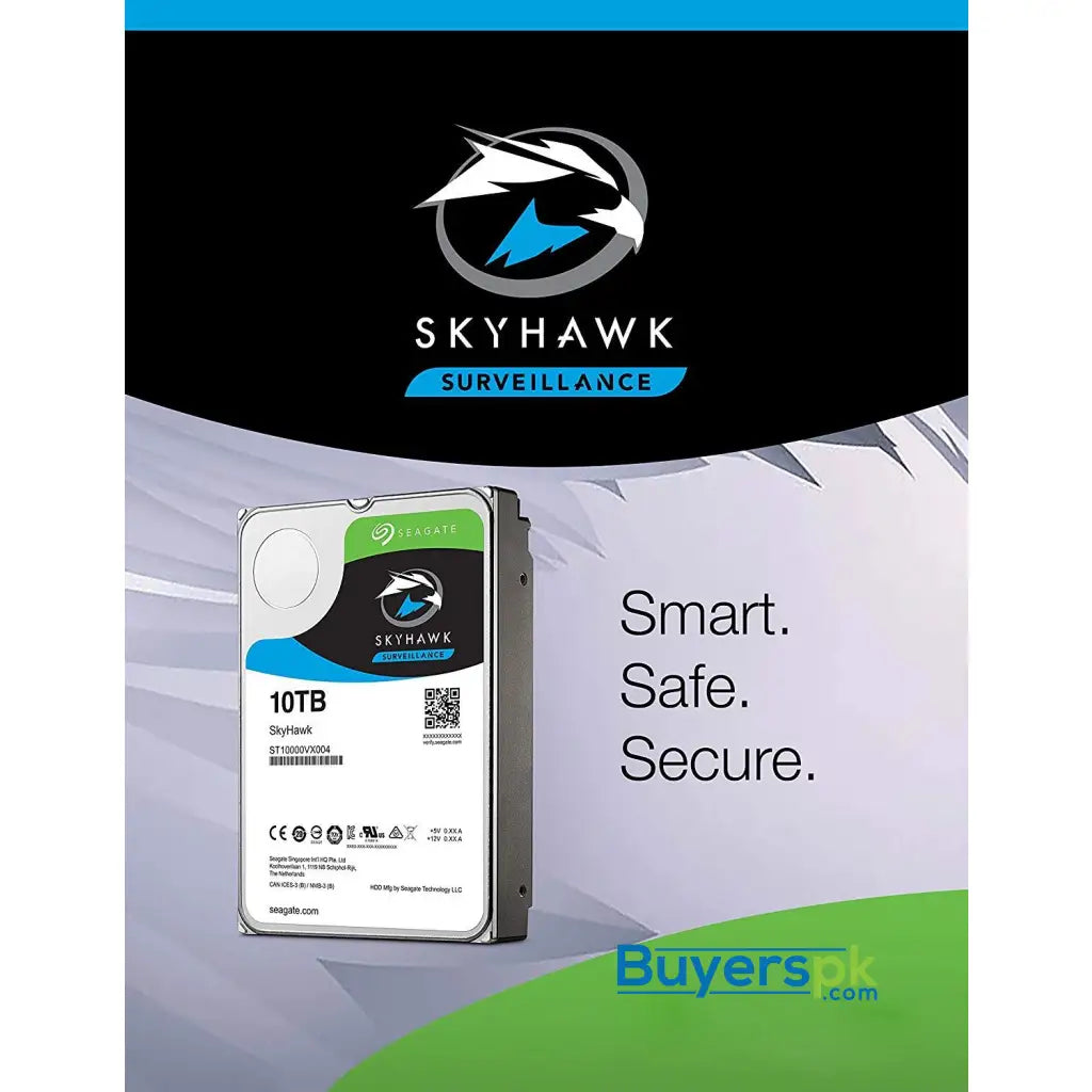 Seagate SkyHawk 10TB Surveillance Hard Drive - SATA 6Gb/s 256MB Cache 3.5-Inch Internal Drive (ST10000VX0004) 3 Yrs Warranty - Hard Drive Seagate SkyHawk 10TB Surveillance Hard Drive - SATA 6Gb/s 256MB Cache 3.5-Inch Internal Drive (ST10000VX0004) 3 Yrs Warranty - Hard Drive